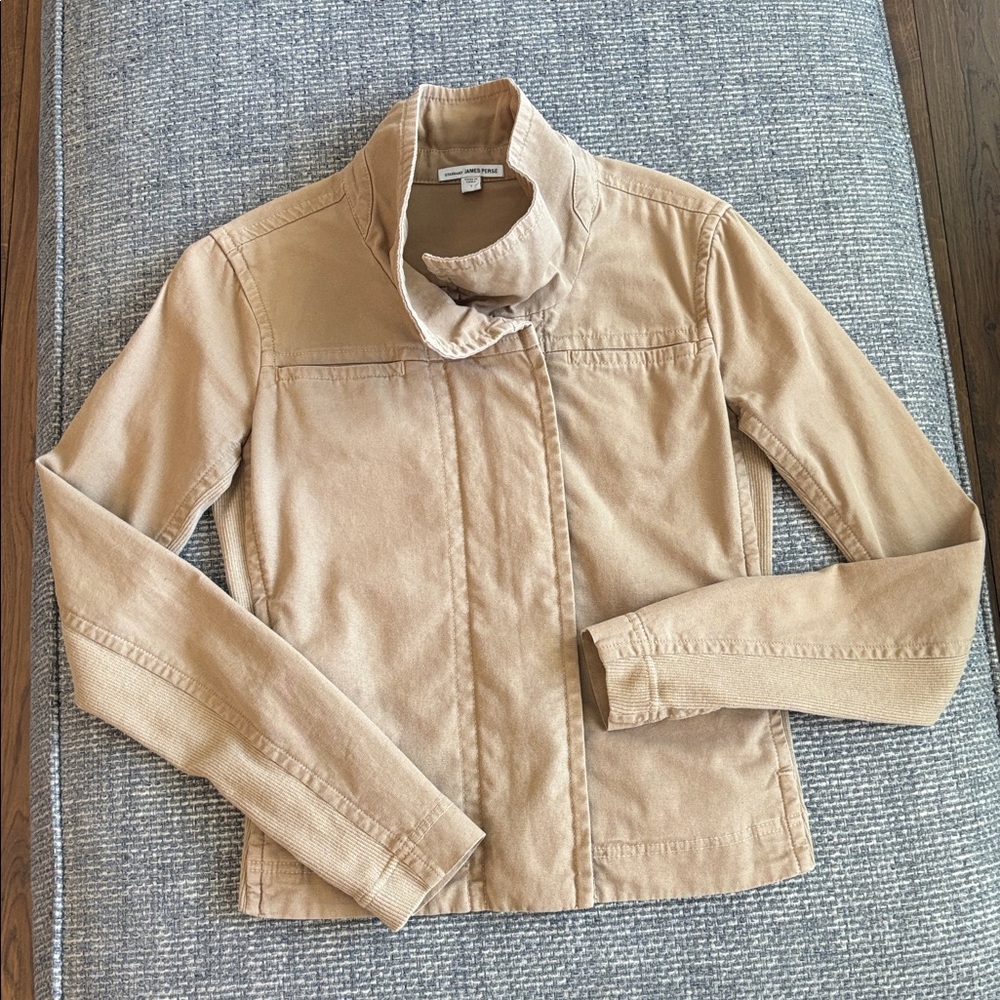 James Perse Tan Skinny Moto Jacket | Zipper and Stretch Side Panels | Size 1
